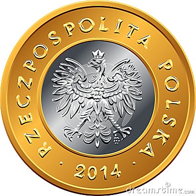 obverse Polish Money two zloty coin Stock Photo