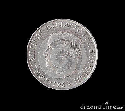 Obverse of vintage drachma coin Stock Photo