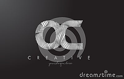 OC O C Letter Logo with Zebra Lines Texture Design Vector. Vector Illustration