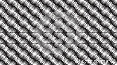 abstract black and white seamless pattern background of geometric curved lines with grainy texture Stock Photo