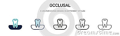 Occlusal icon in filled, thin line, outline and stroke style. Vector illustration of two colored and black occlusal vector icons Vector Illustration