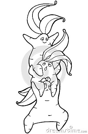 Hand drawing illustration. Vector illustration of mandrake. Mandragora root homunculus, alchemy ingredient, witchcraft, sorcery my Cartoon Illustration