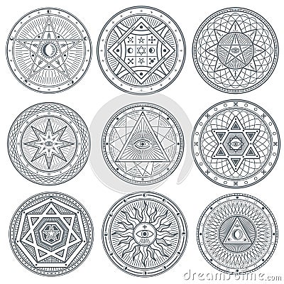 Occult, mystic, spiritual, esoteric vector symbols Vector Illustration