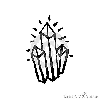 Occult mystic witch crystal for witchcraft hand drawn icon illustration Vector Illustration