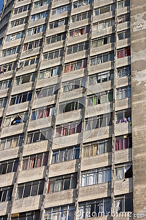 Occupancy of a building in SÃ£o Paulo. Popular housing in the center of sp. Editorial Stock Photo