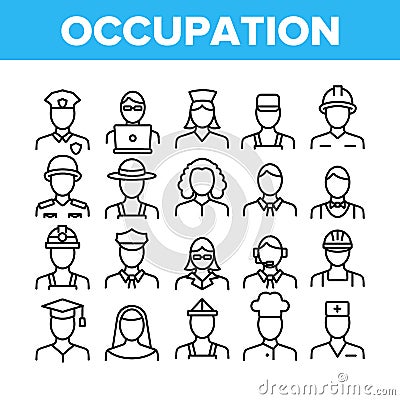 Occupation Collection Elements Icons Set Vector Vector Illustration
