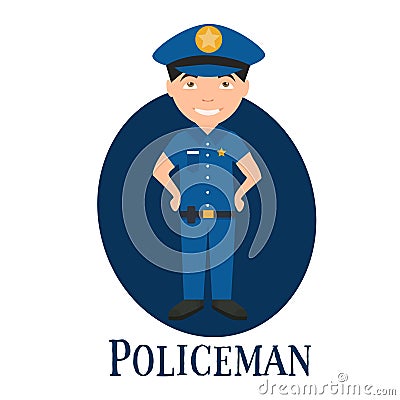 Occupation police , the young man s character . Vector Cartoon Illustration