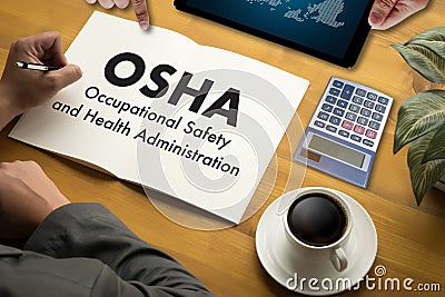 Occupational Safety and Health Administration OSHA Business team Stock Photo