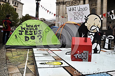 Occupy London encampment at St Paul's Cathedral Editorial Stock Photo