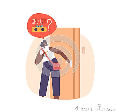 Ocd Woman Reluctantly Leaves Her Home, Consumed By Anxiety Over Whether She Turned The Oven Off, Vector Illustration Vector Illustration