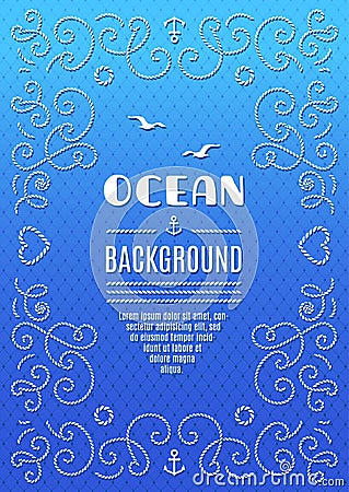 Ocean background Marine frame vector Nautical Vector Illustration