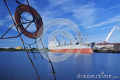 Ocean barge at the Georgetown Steel Corporation in Georgetown, North Carolina Editorial Stock Photo