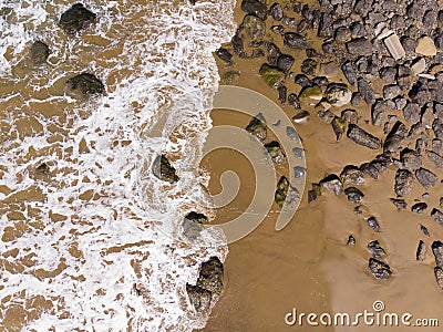 Ocean beach, sand, waves and stones. Photo texture for design Stock Photo