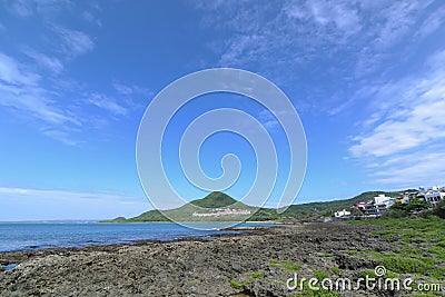 Ocean and Blue sky view on the KenTing National Park, Taiwan Stock Photo