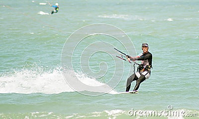 Ocean Bluesky and Kitesurf at Thailand Editorial Stock Photo
