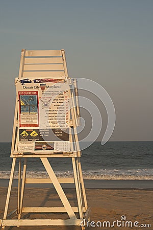 Ocean City MD Life Guard Chair Editorial Stock Photo