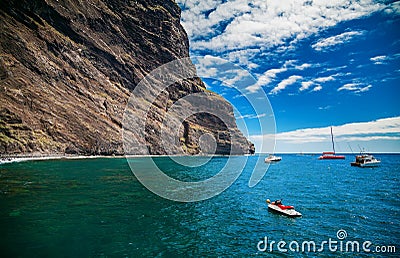 Ocean and cliffs at Playa de Masca Stock Photo