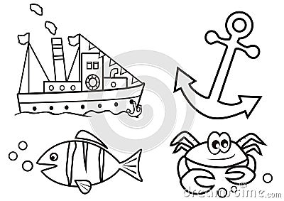 Ocean - coloring book Vector Illustration