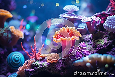 Ocean coral reefs underwater. Generative AI Stock Photo
