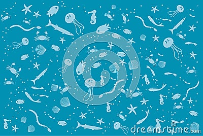 Ocean creature bg Vector Illustration