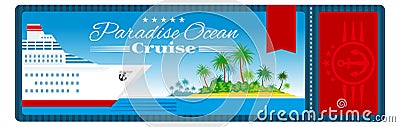 Ocean cruise boarding pass. Ship ticket template Vector Illustration