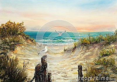 Ocean and dunes Stock Photo