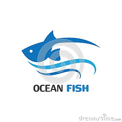 Ocean Fish logo template. Creative vector symbol of fishing club Cartoon Illustration