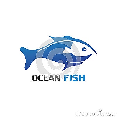 Ocean Fish logo template. Creative vector symbol of fishing club Cartoon Illustration
