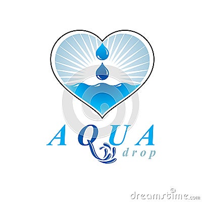 Ocean freshness theme vector logo. Save water advertisement. Environment protection concept. Vector Illustration