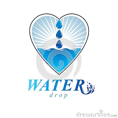 Ocean freshness theme vector logo. Water cleansing advertisement Vector Illustration