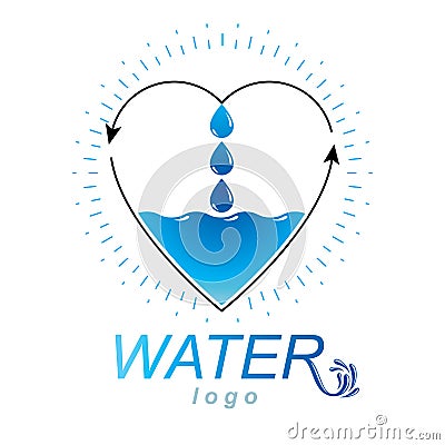 Ocean freshness theme vector logo. Water cleansing advertisement Vector Illustration