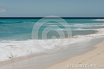 Ocean landscape. sand beach and water of blue ocean Stock Photo