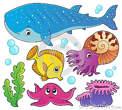 Ocean life theme set 1 Vector Illustration