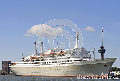 Ocean liner in the harbor of Rotterdam Stock Photo