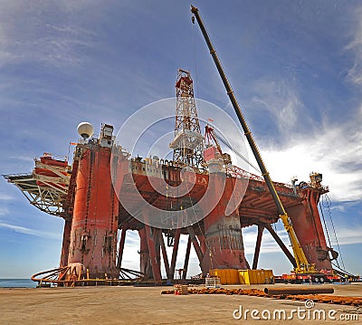 The Ocean Patriot in dry dock for maintenance prior to commissioning on Bass Strait Victoria Australia. Stock Photo