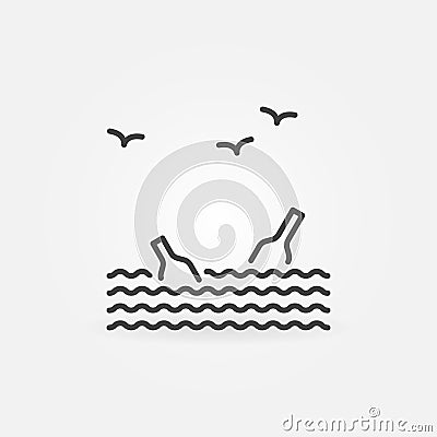 Ocean Plastic Pollution linear vector concept icon Vector Illustration