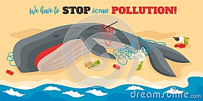 Ocean Pollution Isometric Vector Illustration Vector Illustration