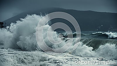 Ocean sea water crashing tsunami wave Stock Photo