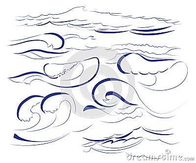 Ocean and sea waves set Vector Illustration