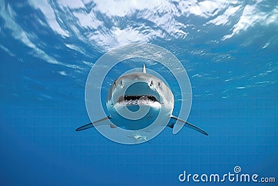Ocean Shark Bottom View From Below. Generative AI Stock Photo