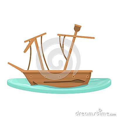 Ocean shipwreck icon cartoon vector. Old ship Vector Illustration