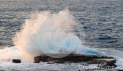 Ocean Spray Sunset Cape Zampa, Okinawa Japan. Stock Photo