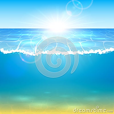 Ocean and Sun Vector Illustration