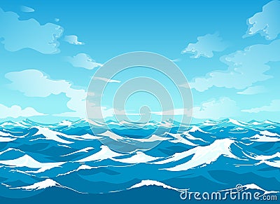 Ocean surface waterscape Vector Illustration