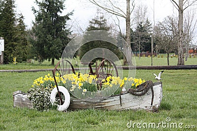 Ocean theme garden bed Stock Photo