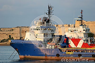 Ocean Tugs in Grand Harbour, Malta Stock Photo