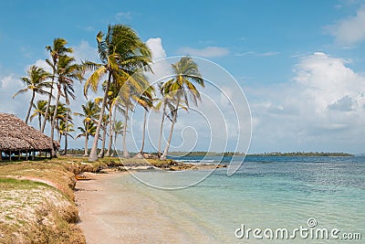 Ocean view bungalow - beach hut on caribbean island - Stock Photo