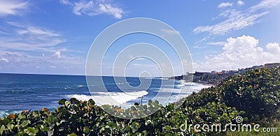 Ocean view from fort Castillo San CristÃ³bal in Puerto Rico Stock Photo