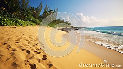 Ocean view framed by palm trees Stock Photo