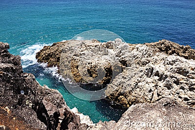 Ocean view with rocky coastline Stock Photo